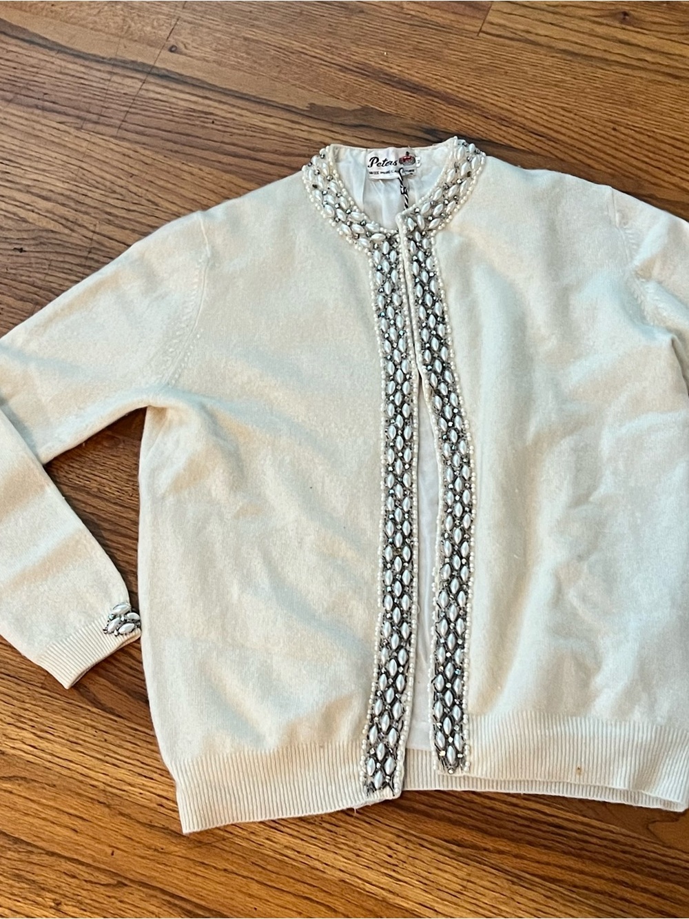 Vintage Beaded Trim Women's Sweater